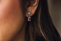 1980s Barbie Crystal Dream Earrings with Pink Amethyst, Blue Topaz and White Topaz in Sterling Silver