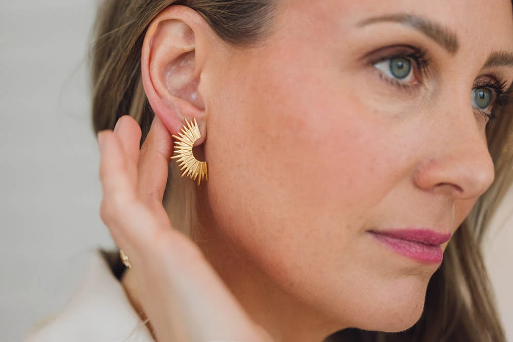 1980s Barbie Sunburst Earrings in Gold Vermeil Plated Sterling Silver