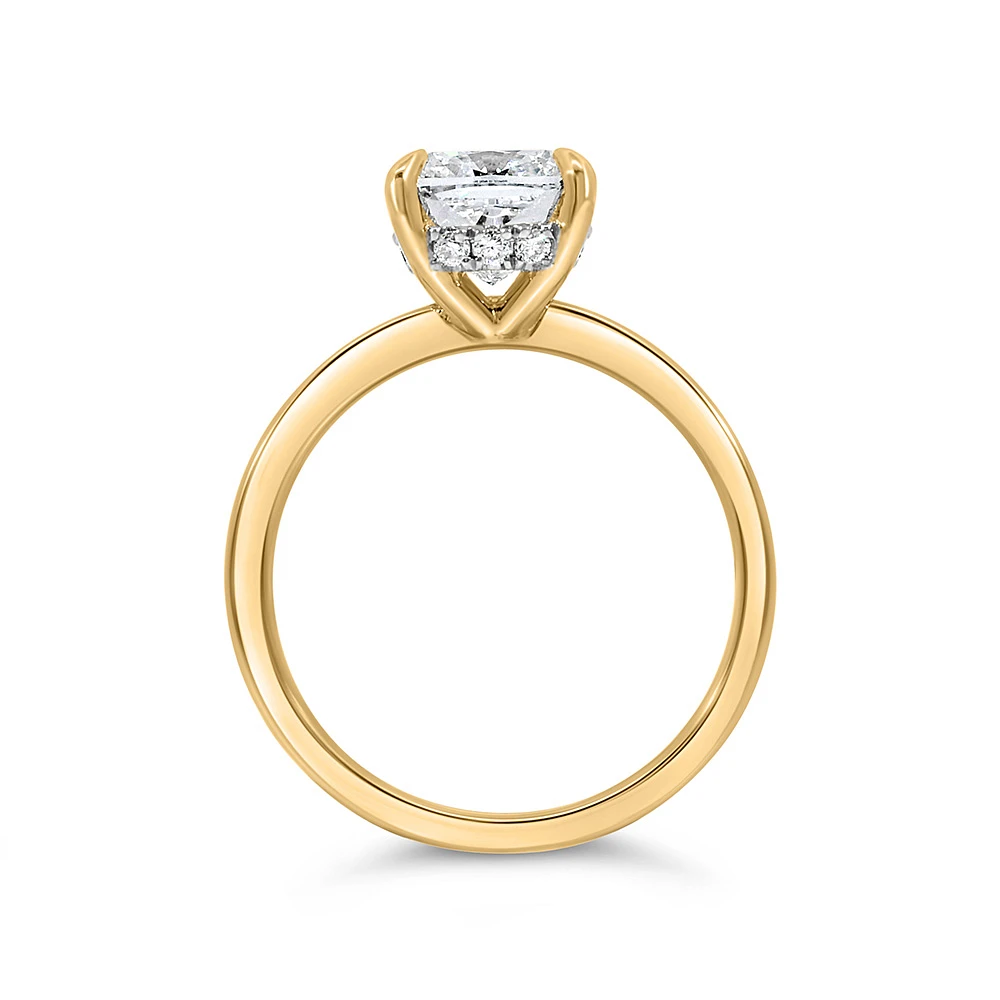 Cushion Cut Engagement Ring with 2.13 Carat TW of Lab Created Diamonds in 14kt Yellow Gold