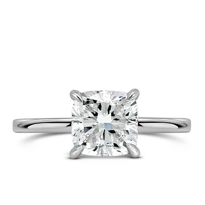 Cushion Cut Engagement Ring with Carat TW of Lab Created Diamonds in 14kt White Gold