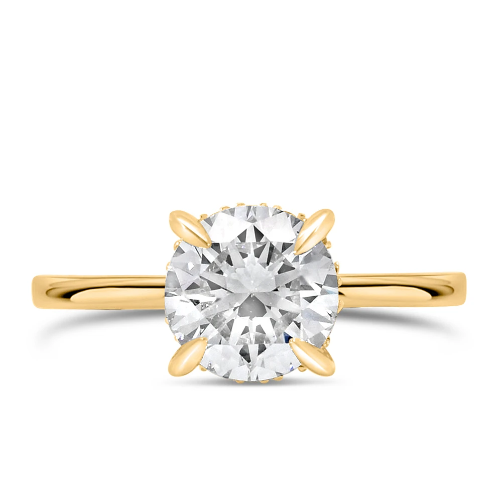 Round Engagement Ring with Carat TW of Lab Created Diamonds in 14kt Yellow Gold