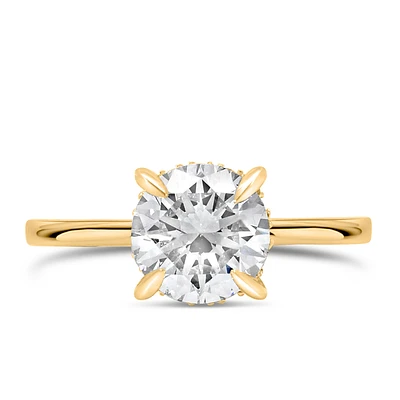 Round Engagement Ring with Carat TW of Lab Created Diamonds in 14kt Yellow Gold
