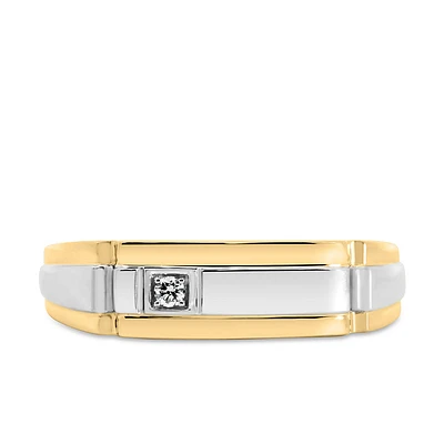 Men’s Ring with .03 Carat Diamond in 10kt White and Yellow Gold