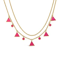 15″+2″ 1990s Barbie Totally Triangle Necklace with Pink Enamel in Gold Vermeil Plated Sterling Silver