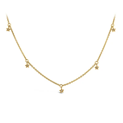 14″+2″ 1970s Barbie Mommy and Me Star Necklace with Cubic Zirconia with Gold Vermeil Plated Sterling Silver