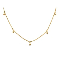 14″+2″ 1970s Barbie Mommy and Me Star Necklace with Cubic Zirconia with Gold Vermeil Plated Sterling Silver