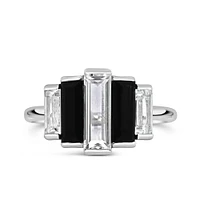 1950s Original Barbie Icon Right Hand Ring with Black Onyx and White Topaz in Sterling Silver