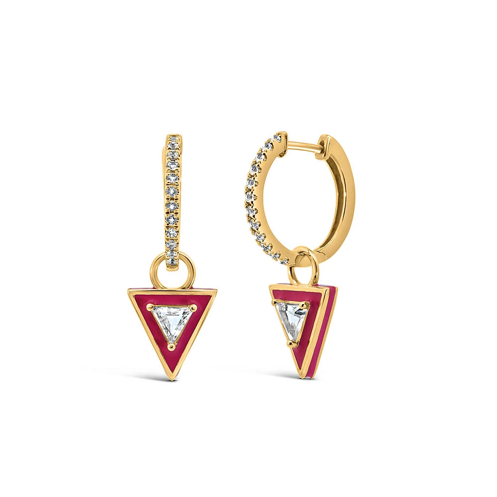 1990s Barbie Totally Triangle Hoops with Enamel in Gold Vermeil Plated Sterling Silver