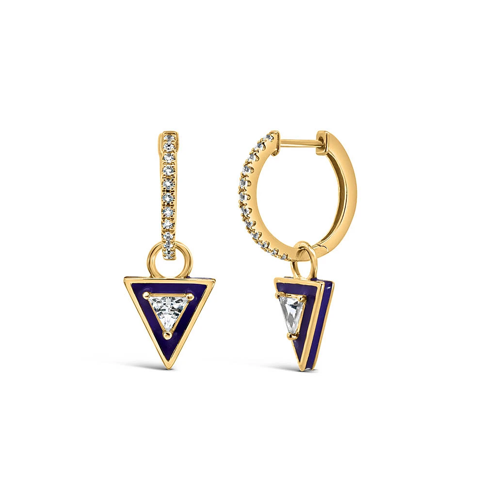 1990s Barbie Totally Triangle Hoops with Enamel in Gold Vermeil Plated Sterling Silver