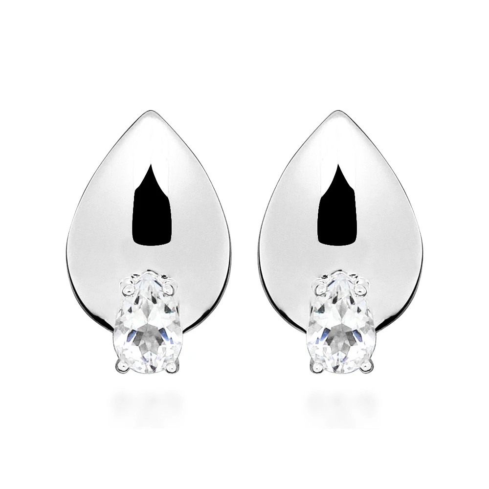 Earrings with Pear Shape White Topaz in Sterling Silver