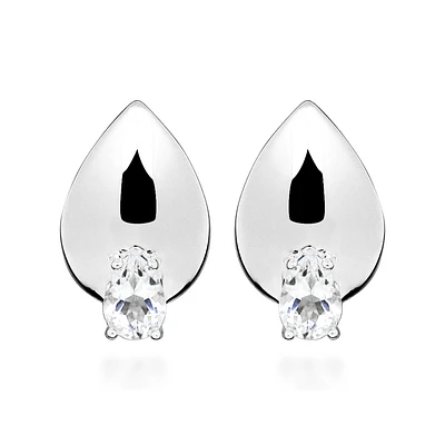 Earrings with Pear Shape White Topaz in Sterling Silver