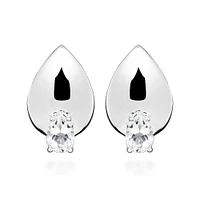 Earrings with Pear Shape White Topaz in Sterling Silver