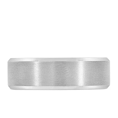 7MM Black and Silver Tone Comfort Fit Wedding Band in Tantalum