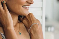Oval Pendant with Malachite in Gold Plated Sterling Silver