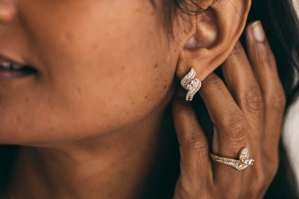 Earrings with .75 Carat TW of Diamonds in 10kt Yellow Gold