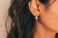 Earrings with Amethyst, Cubic Zirconia & Citrine in Gold Plated Sterling Silver