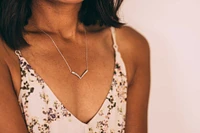Chevron Necklace with .50 Carat TW of Diamonds in 10kt White Gold