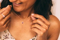 5X3MM Elara Pendant with Ruby and .09 Carat TW of Diamonds in 10kt Yellow Gold