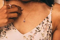 5X3MM Elara Pendant with Ruby and .09 Carat TW of Diamonds in 10kt Yellow Gold