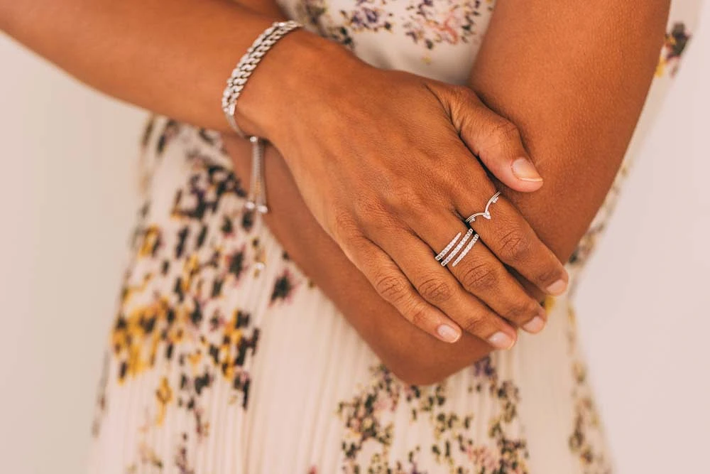 Chevron Ring with .06 Carat TW of Diamonds in Sterling Silver
