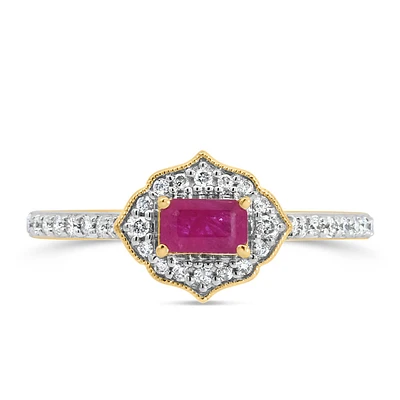 5X3MM Elara Ring and .20 Carat TW of Diamonds and Ruby in 10kt Yellow Gold