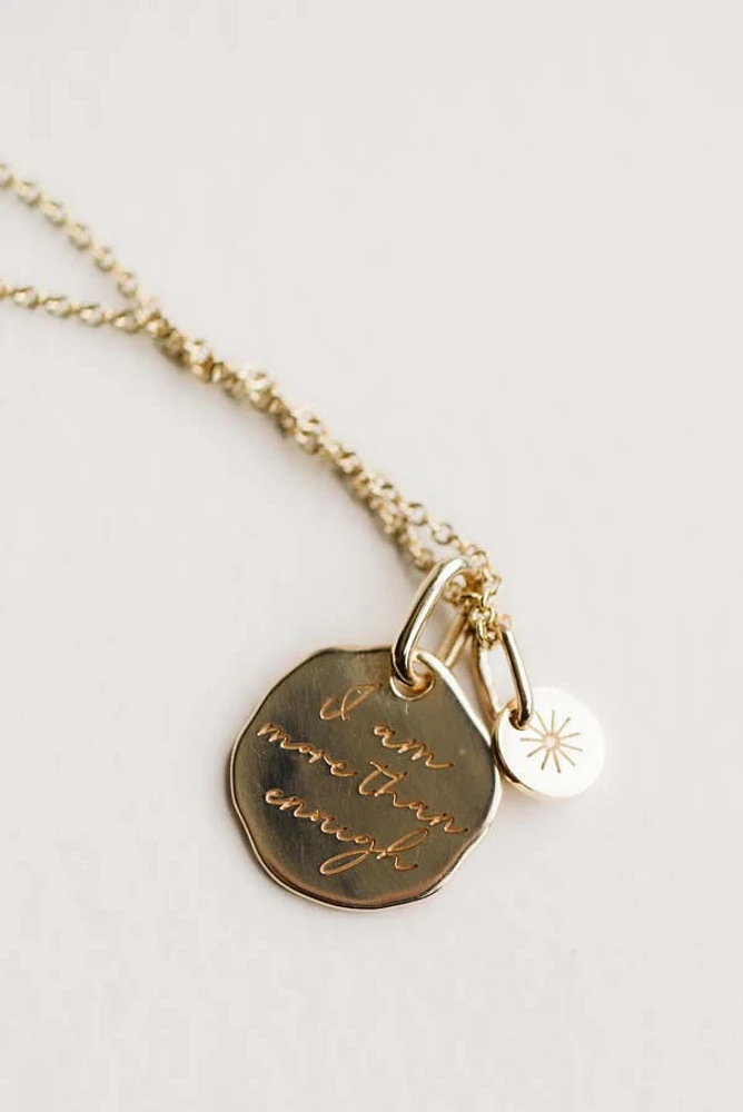 Cecilia Kissel x Paris 16+1″ “I am More than Enough” pendant in Vermeil Gold Plated Sterling Silver with Chain
