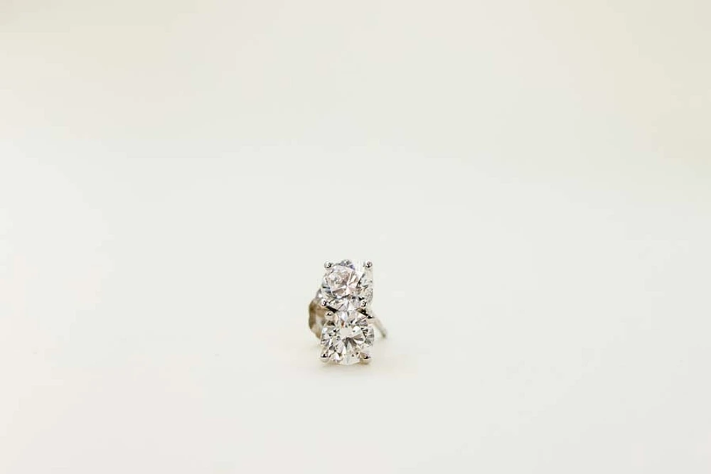 Classic Solitaire Stud Earrings with .80 Carat TW of Lab Created Diamonds in 10kt White Gold