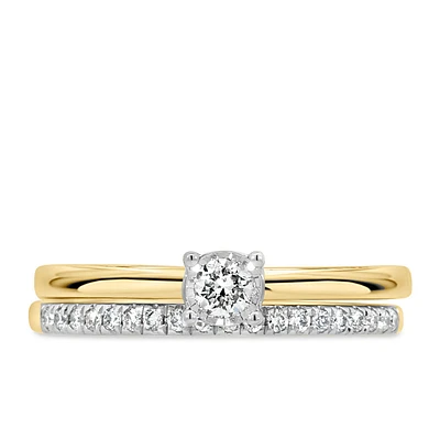 Engagement Ring Set with .25 Carat TW of Diamonds in 10kt Yellow Gold
