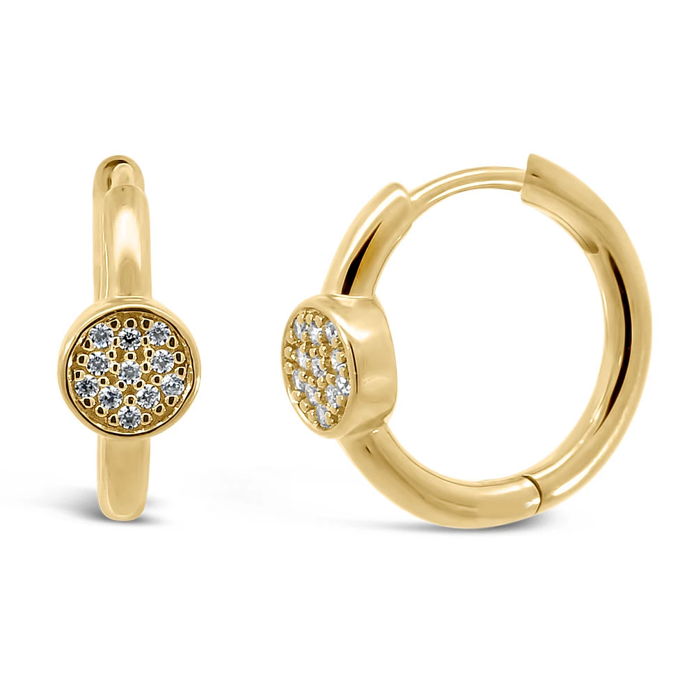15MM Hoop Earrings with Cubic Zirconia in Gold Plated Sterling Silver