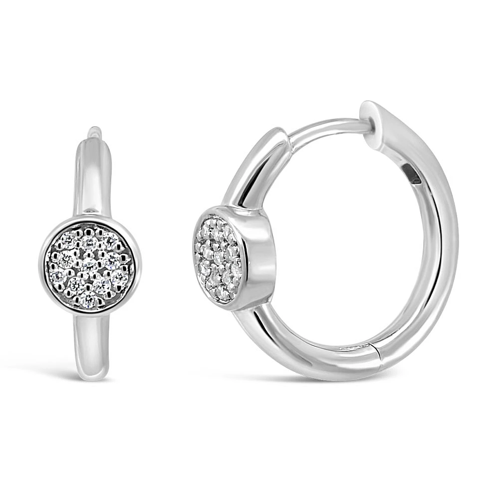 15MM Hoop Earrings with Cubic Zirconia in Sterling Silver