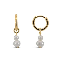 Dangle Earrings with Pearl in Gold Plated Sterling Silver
