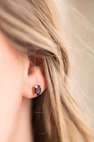 Oval Stud Earrings with Garnet in 10kt Yellow Gold