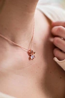 Butterfly Pendant with Moonstone and Rose Quartz in Rose Tone Sterling Silver with Chain