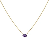 16.5″+1″ Oval Necklace with Amethyst in 10kt Yellow Gold with Chain