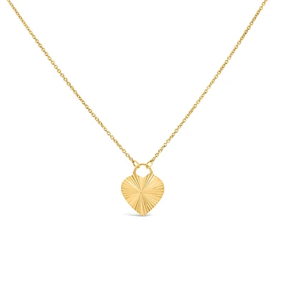 17.5″ Textured Heart Necklace in Gold Vermeil Sterling Silver