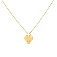 17.5″ Textured Heart Necklace in Gold Vermeil Sterling Silver