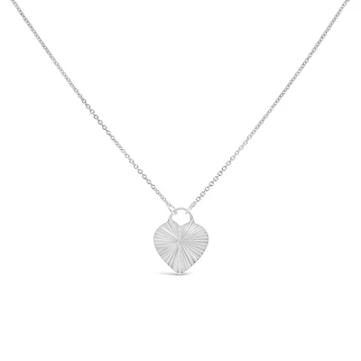 17.5″ Textured Heart Necklace in Sterling Silver