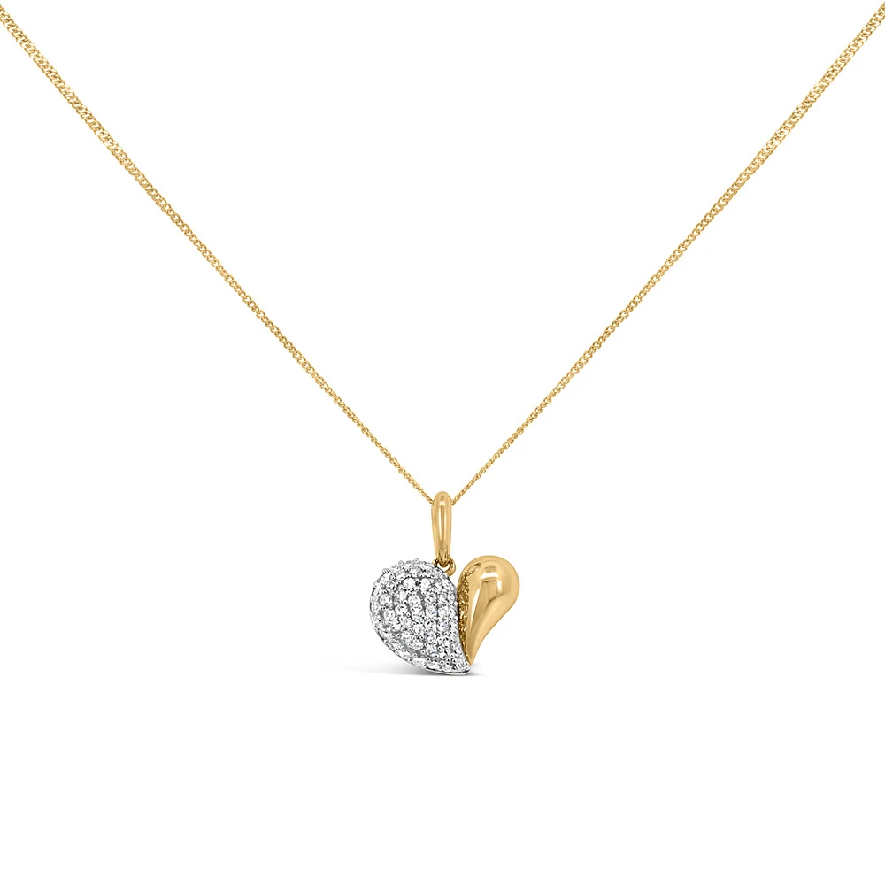 Heart Pendant with .23 Carat TW of Diamonds in 10kt Yellow Gold with Chain