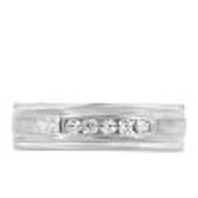 6MM Comfort Fit Wedding Band with Carat TW of Diamonds White Gold
