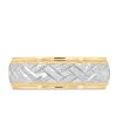 6MM Roll Finish Comfort Fit Wedding Band White and Yellow Gold