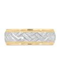 6MM Roll Finish Comfort Fit Wedding Band White and Yellow Gold