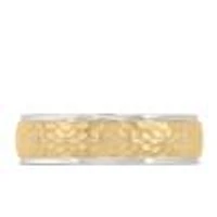 6MM Hammer Finish Comfort Fit Wedding Band White and Yellow Gold