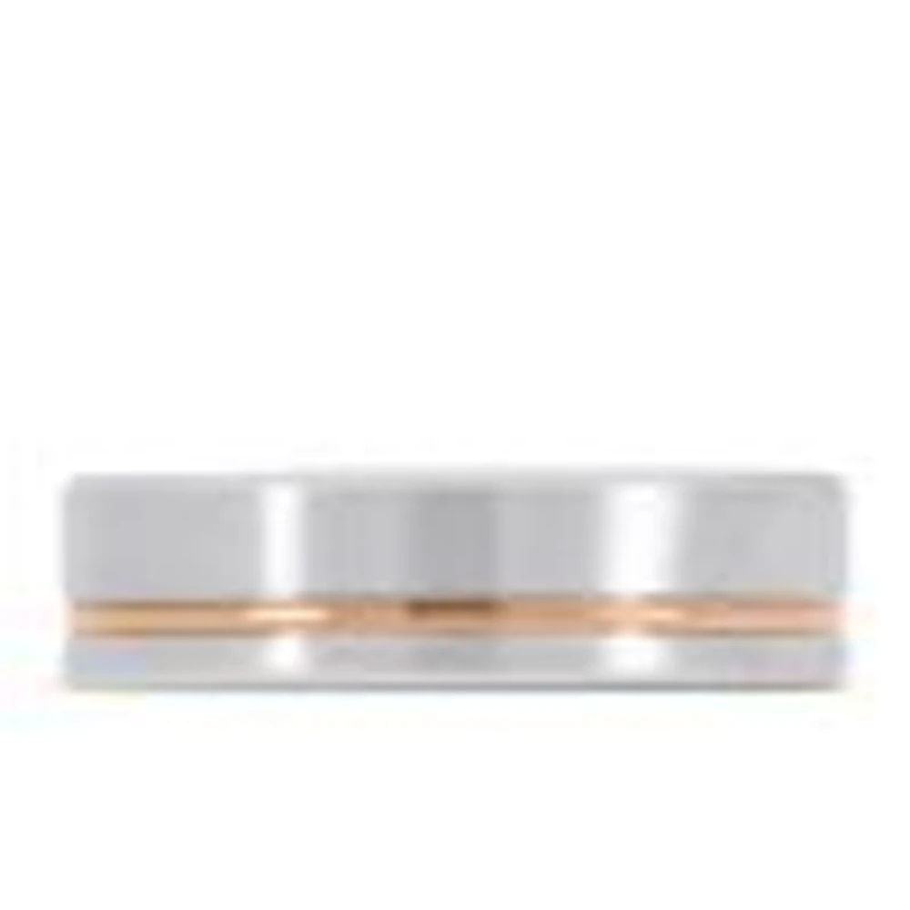 6MM Satin Finish Comfort Fit Wedding Band White and Rose Gold