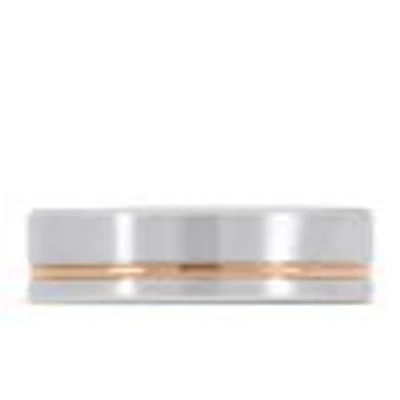 6MM Satin Finish Comfort Fit Wedding Band White and Rose Gold
