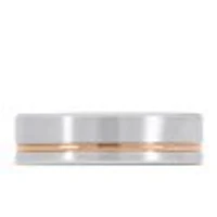 6MM Satin Finish Comfort Fit Wedding Band White and Rose Gold