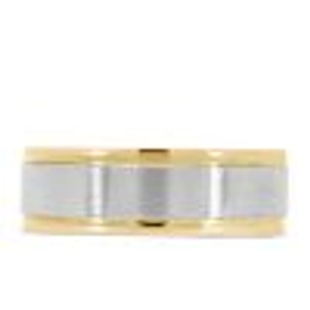 7MM Satin Finish Comfort Fit Wedding Band White and Yellow Gold