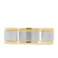 7MM Satin Finish Comfort Fit Wedding Band White and Yellow Gold