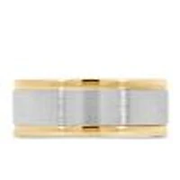 8MM Satin Finish Comfort Fit Wedding Band White and Yellow Gold