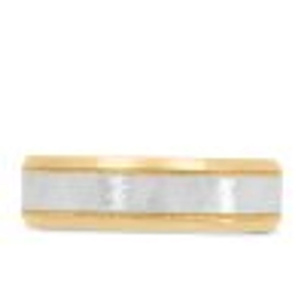 6MM Brushed Finish Comfort Fit Wedding Band White and Yellow Gold