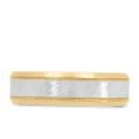 6MM Brushed Finish Comfort Fit Wedding Band White and Yellow Gold